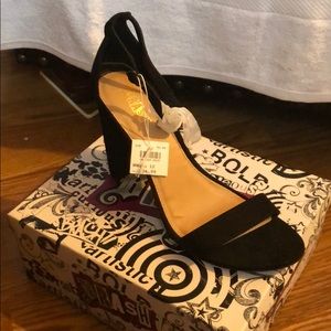 Black open toed heels NWT